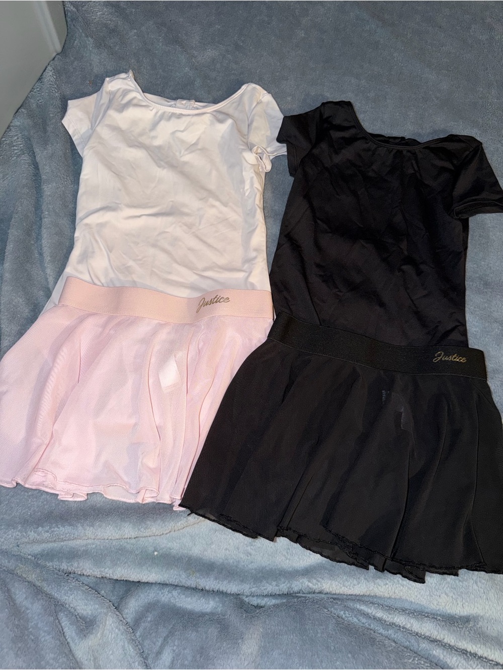 Justice Pink and Black Short Sleeve Leotard Set